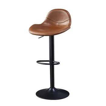 Бар стол с отвличане на въртяща се на облегалката, лесен бар стол за дневна, кожена железен стол, бар мебели изкуствена кожа