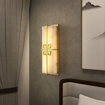TEMAR Месинг, с монтиран на стената Лампа LED Модерни и Луксозни Мраморни Стенни Тела за интериор на Дома Спалня, Хол, Коридор,