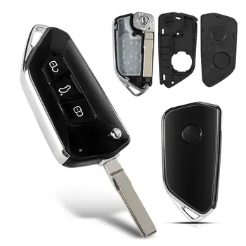 Корпус Дистанционно ключ ABS със защита от падане, 3 Бутона, Корпус Ключ на автомобила, устойчив на надраскване за VW/Tiguan Polo/Passat CC SEAT/Skoda Octavia