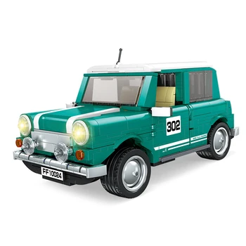 Зелен класически мини състезателен автомобил MOC FF10024 Изграждане на елементи на Техническа модел автомобил Купе Тухли Набор от играчки за Подарък за момчета и деца