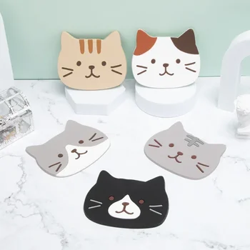 Поставка за прибори за хранене от PVC, нескользящая поставка, творчески топлоизолационна подложка с анимационни котка, сладък японски подложка за моделиране Ins