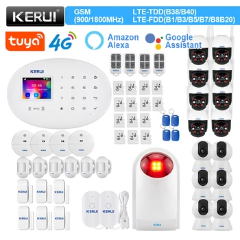 Комплект система за сигнализация KERUI W204 4G безжични алармени устройства PIR Датчик за движение Сирена WIFI за GSM-Защита от взлом у дома