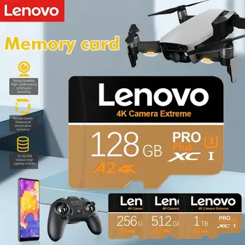 Карта памет Lenovo 512GB 256GB 128GB 64GB 32 GB 16GB Flash Class 10 TF Карта SD Micro 1TB SD-Карта За Игри, Адаптер За смартфон